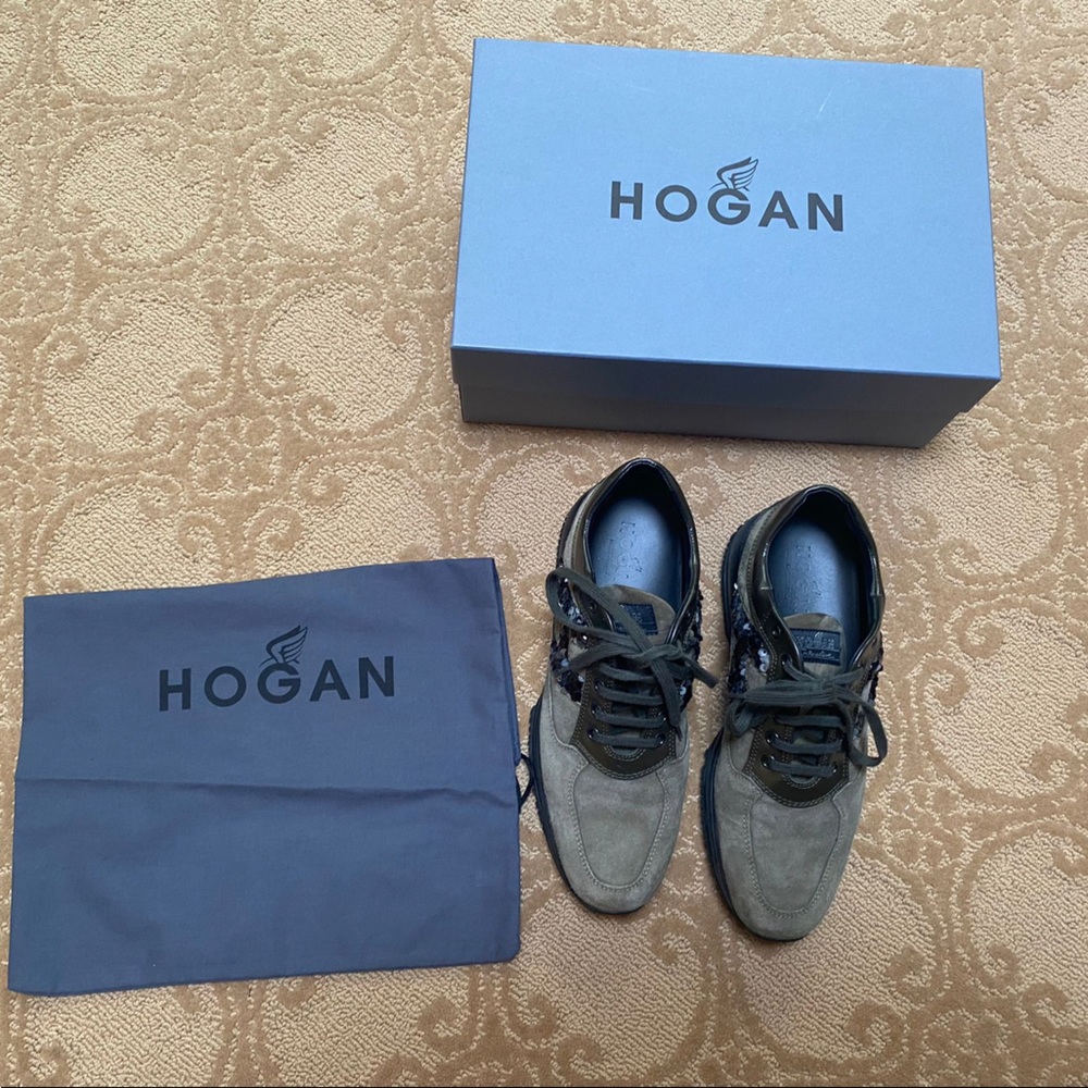 Hogan green suede sneakers size 38